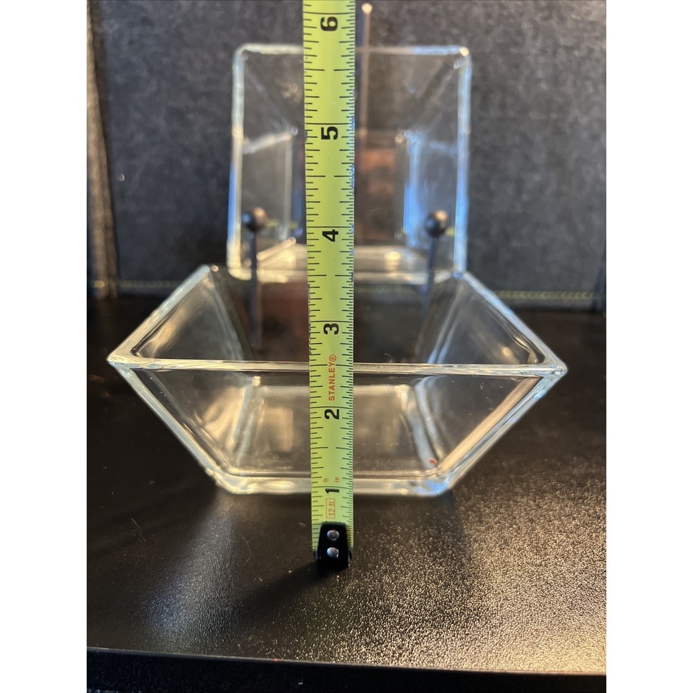 Pair Clear Glass Square Bowl Candy Dish Dessert Trinket Holder - Picture 6 of 7